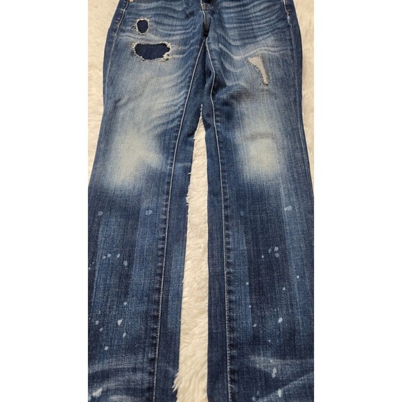 Madewell Distressed Stretch Straight Dark Wash Jeans Size 27x30 - Picture 4 of 13